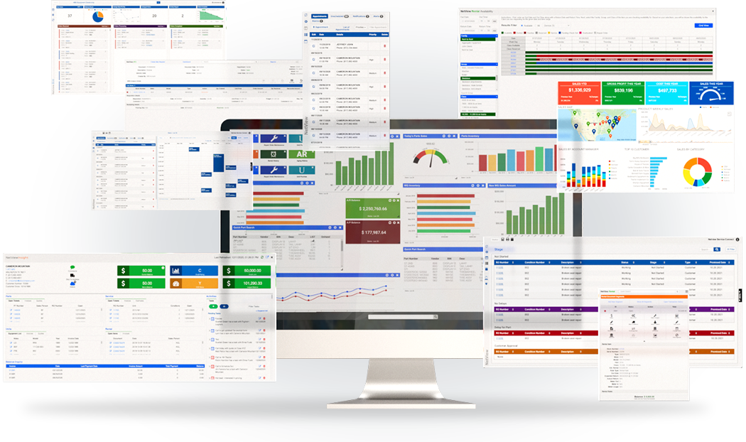 NetView Eco display showing multiple screens  of the interactive system