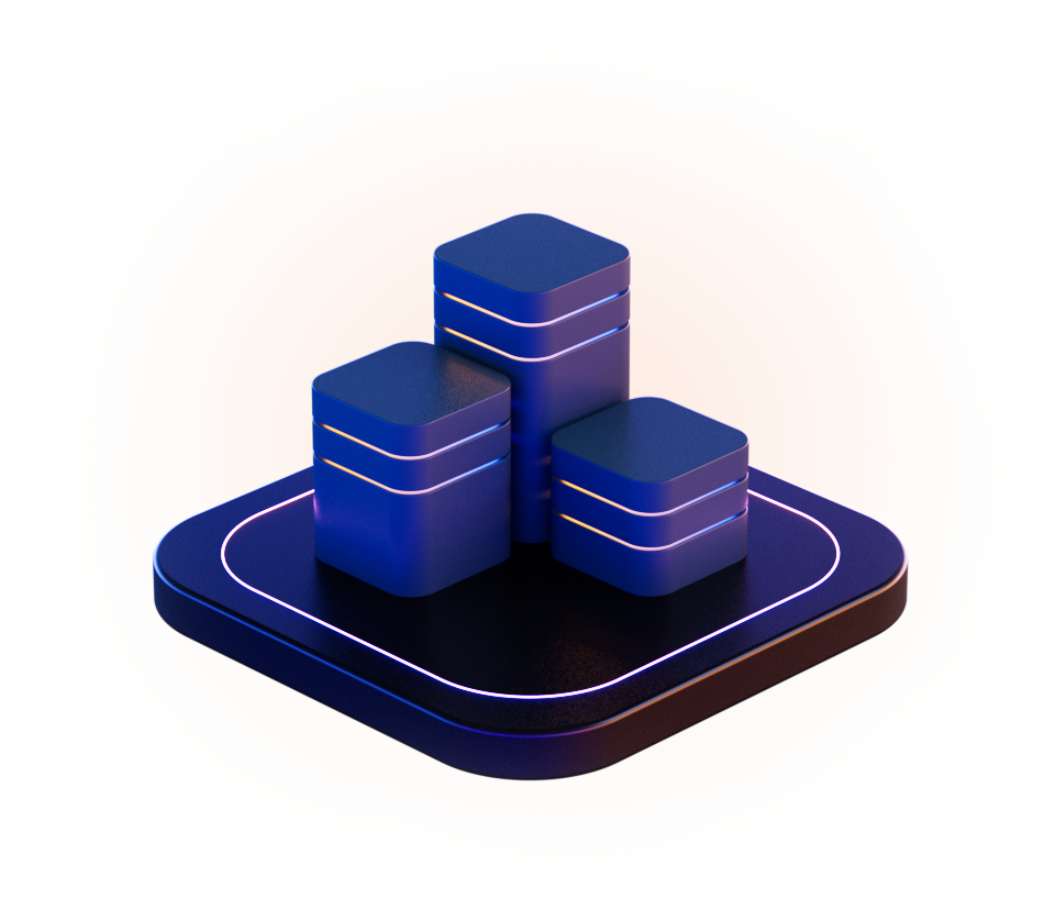 Icon of three data towers on a platform